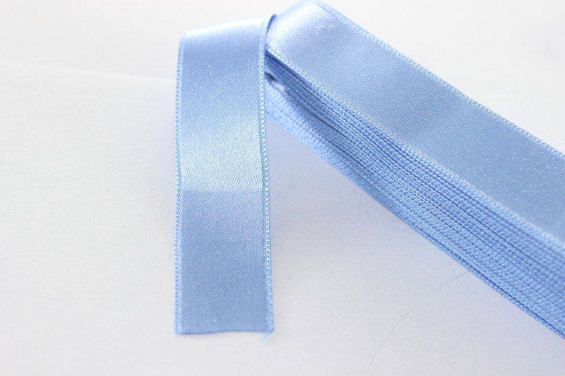 10 meters (10.90 yrds) Blue Satin Ribbon, Double Sided Ribbon, Silk Ri ...