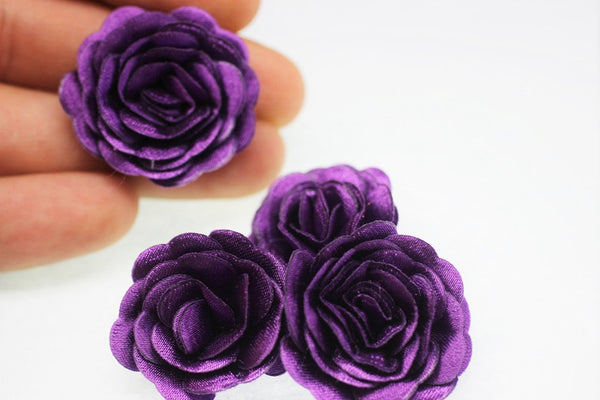 10 pcs Satin Violet Flower - 30 mm Decorative Satin Flower - Wedding Accessories - Do it yourself project - Sewing Supplies