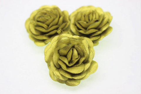 10 pcs Satin Green Flower - 30 mm Decorative Satin Flower - Wedding Accessories - Do it yourself project - Sewing Supplies