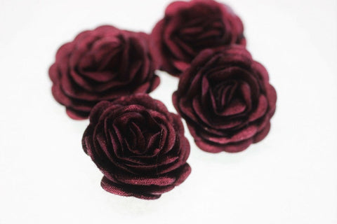 10 pcs Satin Bordeaux Flower - 30 mm Decorative Satin Flower - Wedding Accessories - Do it yourself project - Sewing Supplies