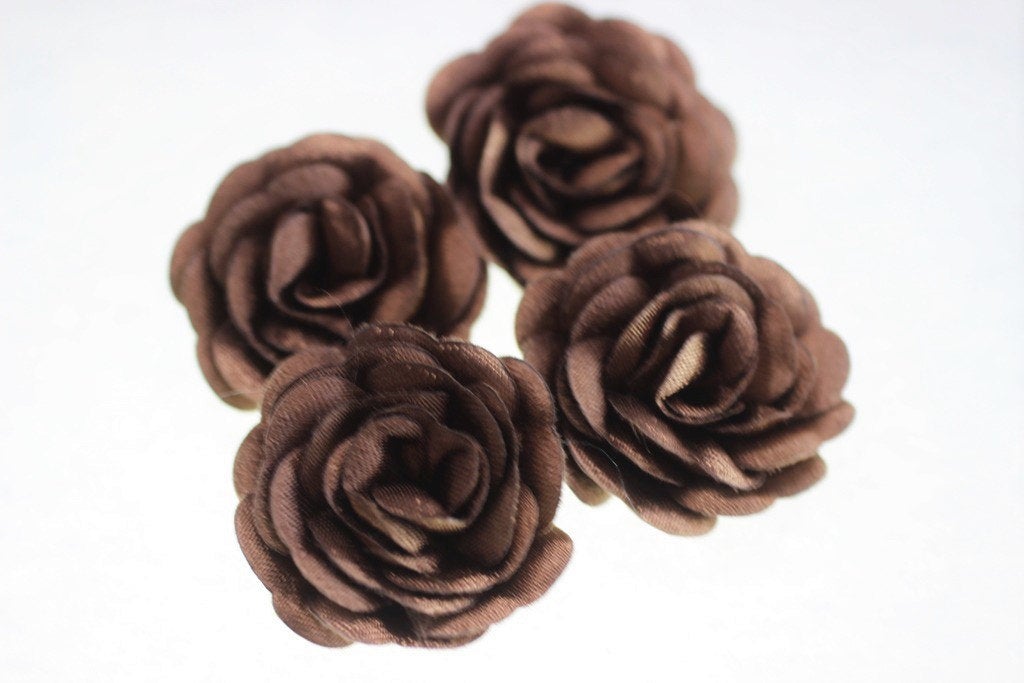 10 pcs Satin Brown Flower - 30 mm Decorative Satin Flower - Wedding Accessories - Do it yourself project - Sewing Supplies