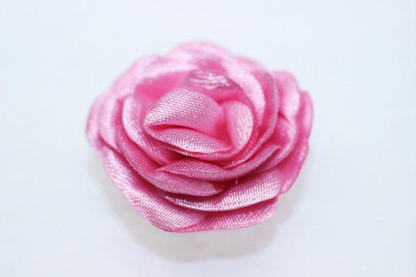 10 pcs Satin Bright Pink Flower - 30 mm Decorative Satin Flower - Wedding Accessories - Do it yourself project - Sewing Supplies
