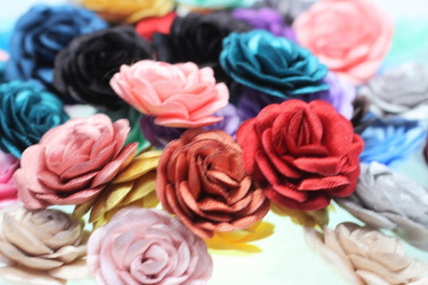 10/50/100 pcs Satin Multicolor Flower - 30 mm Decorative Satin Flower - Wedding Accessories - Do it yourself project - Sewing Supplies