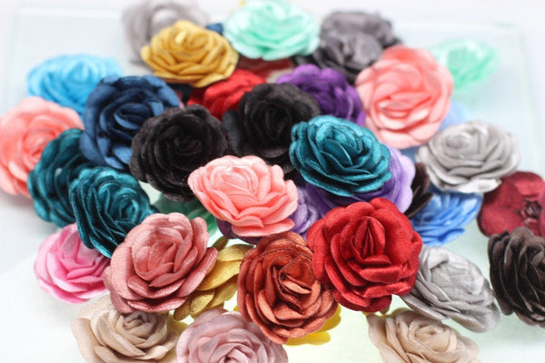 10/50/100 pcs Satin Multicolor Flower - 30 mm Decorative Satin Flower - Wedding Accessories - Do it yourself project - Sewing Supplies