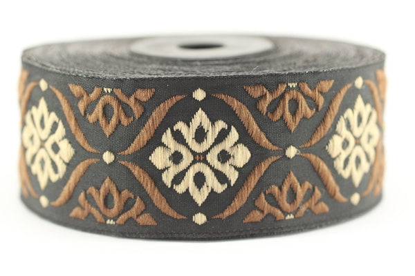 35 mm Brown Mediterranean Ribbon  (1.37 inches), Jacquard ribbon,  jacquard trim, fabric wide trims, craft supplies, vintage trim, 35973