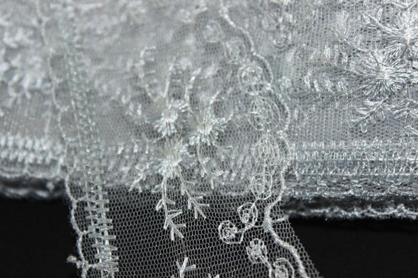 60 mm  Gray Organza Lace trim, embroidered lace, 2.35 inches lace trim, Headband Garter, Floral Tulle Lace Trim, for gaments,