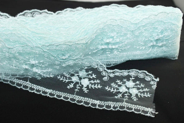 60 mm Turquoise Organza Lace trim, embroidered lace, 2.35 inches lace trim, Headband Garter, Floral Tulle Lace Trim, for gaments,