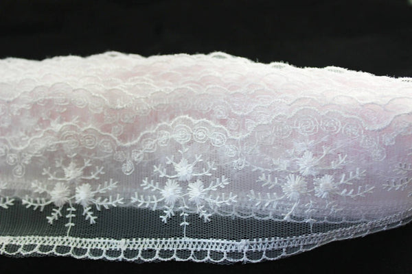 60 mm Light pink Organza Lace trim, embroidered lace, 2.35 inches lace trim, Headband Garter, Floral Tulle Lace Trim, for gaments,
