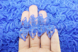 45 mm Blue Pleated Ruffle , Blue Lace trim, Lettuce Edge Trim, embroidered lace fabric , 1.77 inches lace trim , Tulle Lace Trim
