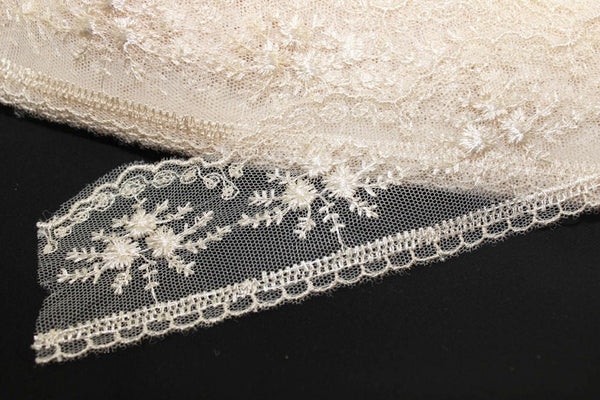 60 mm Milky Brown Organza Lace trim, embroidered lace, 2.35 inches lace trim, Headband Garter, Floral Tulle Lace Trim, for gaments,