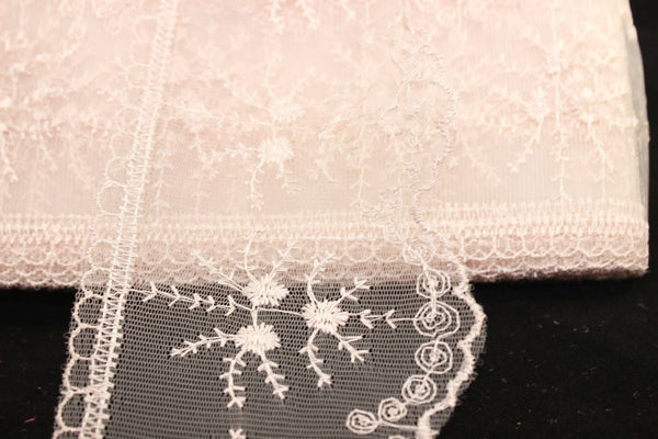 90 mm Light Pink Organza Lace trim, embroidered lace fabric , 3.50 inches lace trim ,Organza Lace , Pink Lace Trim , Tulle Lace Trim