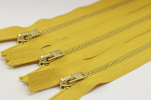 5 Pcs melon Orange Metal zippers with Gold brass teeth, 18-100cm (7-40inches) zipper, Jean Zipper, dress zipper, lightweight zipper, MTZF