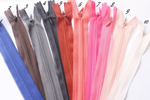 10 Pcs Skirt Zippers, 20-60cm (7-24inches) zipper, dress zipper, zipper for skirt, zipper, secret zipper, dress zipper, Colorfull zippers
