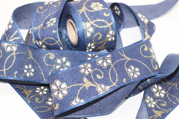 40 mm Blue Jean Ribbon (1.57 inches), vintage Ribbon, Decorative Craft Ribbon, Blue ribbon, Rodeo Ribbon,  NWBR