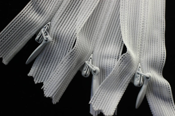 10 Pcs White Skirt Zippers, 18-60cm (7-24inche) dress zipper, zipper for skirt, zipper, hidden zipper, zippers, pillow cases zipper