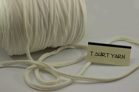 Off White T-shirt Yarn, Cotton Yarn, Recyled Fabric yarn, home textile yarn, crochet yarn, basket yarn, fabric yarn, bag yarn, Upcycled Yarn