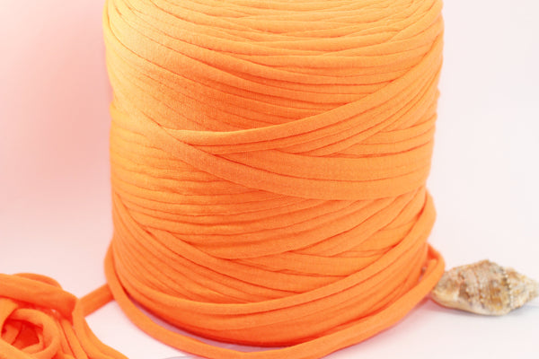 Neon Orange T-shirt Yarn, Cotton Yarn, Recyled Fabric yarn, home textile yarn, crochet yarn, basket yarn, bag yarn, Upcycled Yarn, n tshirt