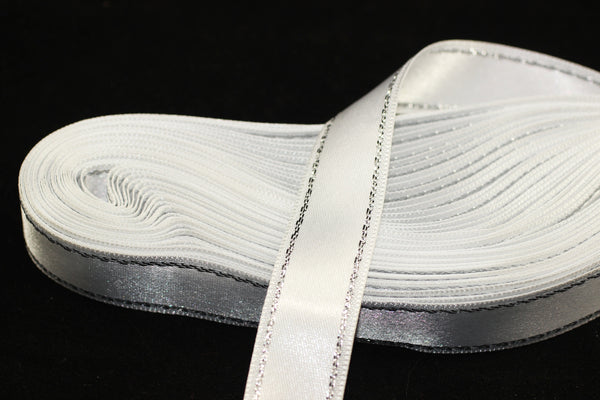 10 meters (10.90 yrds) Silvery White Satin Ribbon, Double Sided Ribbon, Silk Ribbon, Satin Ribbons, premium ribbons, sparkle ribbon, STNS