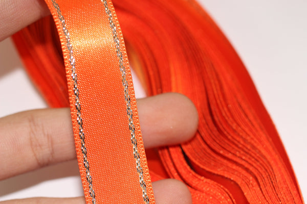 10 meters (10.90 yrds) Silvery Orange Satin Ribbon, Double Sided Ribbon, Silk Ribbon, Satin Ribbons, premium ribbons, sparkle ribbon, STNS
