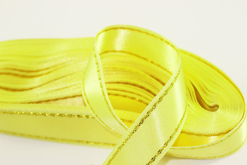 Yellow Ribbon For Outdoor 10 meters (10.90 yrds) Golden Yellow Satin Ribbon, Double Sided Ribbon ...