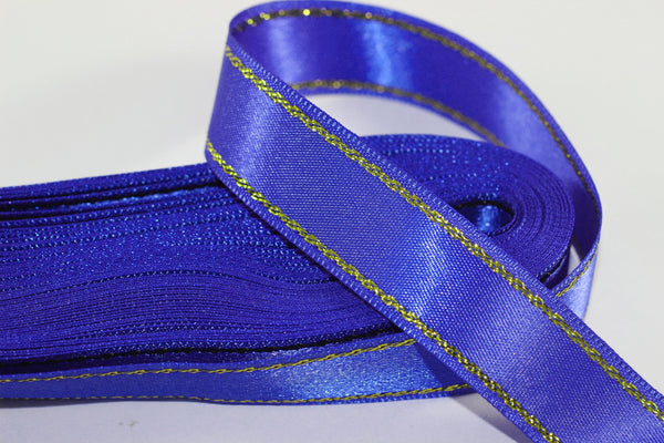 10 meters (10.90 yrds) Golden Blue Satin Ribbon, Double Sided Ribbon, Silk Ribbon, Satin Ribbons, premium ribbons, sparkle ribbon, STNS
