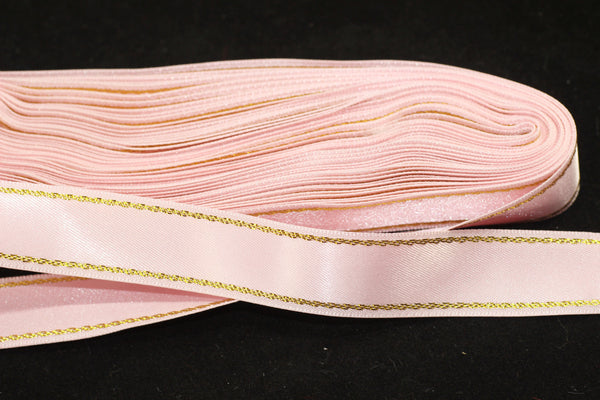 10 meters (10.90 yrds) Golden Baby Pink Satin Ribbon, Double Sided Ribbon, Silk Ribbon, Satin Ribbons, premium ribbons, sparkle ribbon, STNS