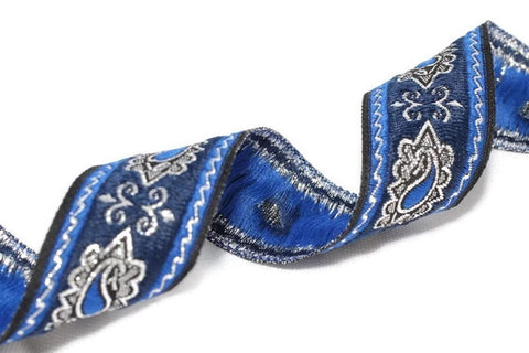 35 mm Royal Blue medieval ribbon (1.37 inches), renaissance trim, otantic ribbon,  jacquard ribbons, fabric ribbon, vintage trim, 35907