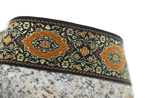 18 mm orange Medieval Motive Woven Border (0.70 inches), jacquard ribbon, Embroidered ribbon, Sewing trim, Scroll Jacquard trim, 18589