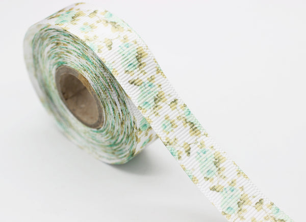 20 mm Green Flower ribbons, Grosgrain ribbons, printed ribbons, collar supplies, Ribbon for skirts, ribbon for pants, ribbon for dress, FLWR