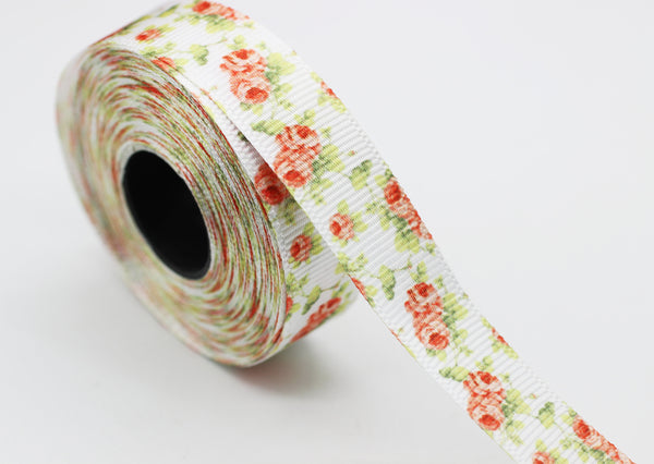 20 mm Rose Flower ribbons, Grosgrain ribbons, printed ribbons, collar supplies, Ribbon for skirts, ribbon for pants, ribbon for dress, FLWR