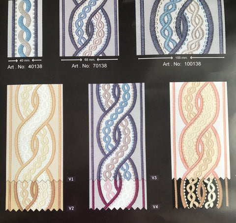100 mm Spiral Ribbons (3.93 inch), Jacquard Trims, Sewing Trim, drapery trim, Curtain trims, Jacquard Ribbons, trim for drapery, 138