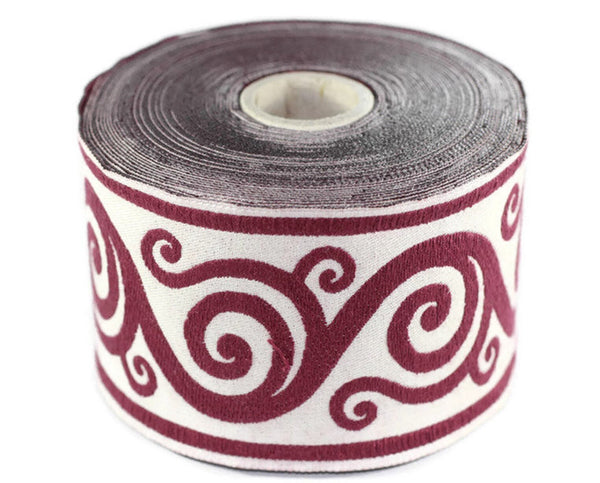 50 mm Red Aztec Jacquard trim (1.96 inches) - vintage Ribbon -  Decorative Craft Ribbon - Sewing - Jacquard ribbon - Trim