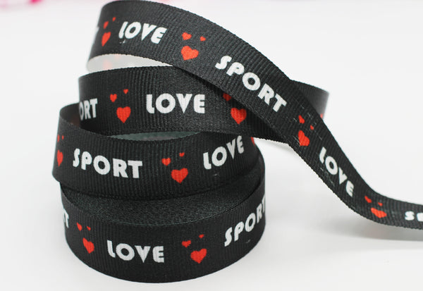 20mm Sport Black ribbons, Grosgrain ribbons, printed ribbons, collar supplies, Ribbon for skirt, ribbon for pants, ribbon for dress, BLCR