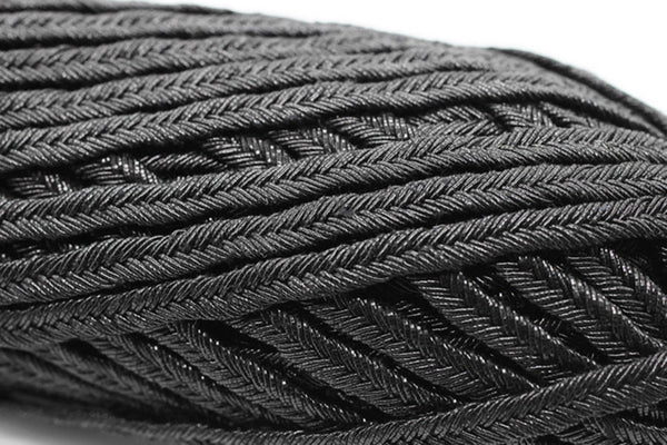 5 mm Thick Soutache Cord, Metallic Black Braid Cord, 5 mm Twisted Cord, Soutache Trim, Jewelry Cords, Soutache Jewelry, Soutache Supplies