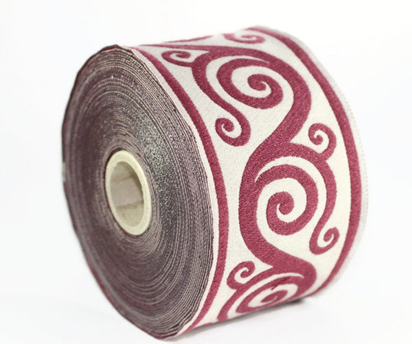 50 mm Red Aztec Jacquard trim (1.96 inches) - vintage Ribbon -  Decorative Craft Ribbon - Sewing - Jacquard ribbon - Trim