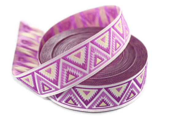 16 mm Lila Chevron Jacquard ribbons (0.62 inches), Decorative Craft Ribbon, Jacquard trim, ribbon trim, sewing supply, craft supplies, 16915