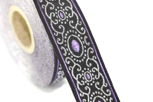 35 mm purple authentic Jacquard ribbon (1.37 inches), woven ribbon, authentic ribbon, Sewing, Scroll Jacquard trim, dog collar supply, 35805