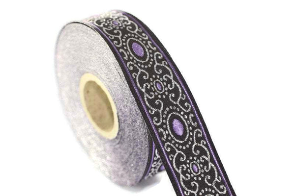 16 mm purple authentic Jacquard ribbon (0.62 inches), woven ribbon, authentic ribbon, Sewing, Scroll Jacquard trim, Trim, 16805