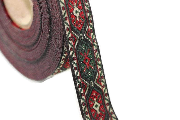 18 mm Dark Green Woven Jacquard ribbons (0.70 inches), jacquard trim, Decorative Craft Ribbon, Sewing trim, embroidered ribbon, 18588
