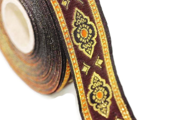 35 mm Orange Renaissance Motive ribbon (1.37 inches), european ribbon, dog colar ribbons, Sewing, Jacquard ribbon, Trim, 35905