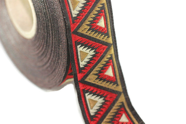 16 mm Red Chevron Jacquard ribbon (0.62 inches), Decorative ribbon, Craft Ribbon, Jacquard trims, craft ribbon, towel supply, 16915