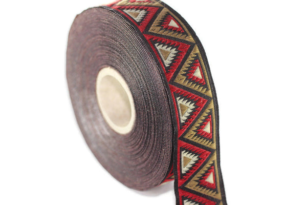 16 mm Red Chevron Jacquard ribbon (0.62 inches), Decorative ribbon, Craft Ribbon, Jacquard trims, craft ribbon, towel supply, 16915