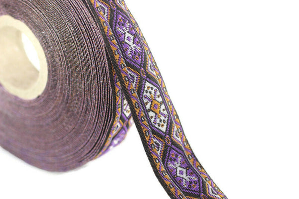 18 mm Purple Woven Jacquard ribbons (0.70 inches, jacquard trim, Decorative Craft Ribbon, Sewing trim, woven trim, embroidered ribbon, 18588