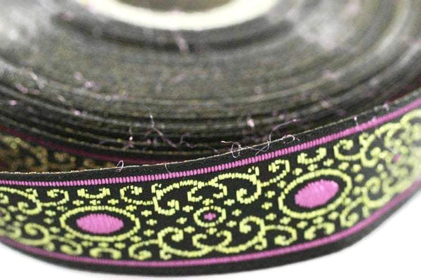 16 mm pink authentic Jacquard ribbon (0.62 inches), woven ribbon, authentic ribbon, Sewing, Scroll Jacquard trim, Trim, 16805