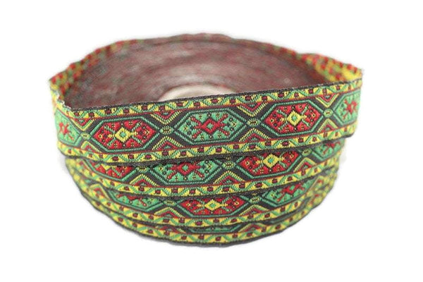 18 mm green&red Woven Jacquard ribbons (0.70 inches), jacquard trim, Decorative Craft Ribbon, Sewing trim, embroidered ribbon, 18588