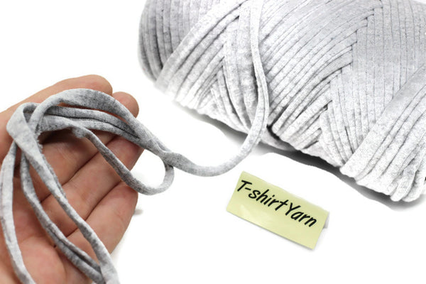 Light Gray T-shirt Yarn, Cotton Yarn, Recyled Fabric yarn, home textile yarn, crochet yarn, basket yarn, yarn, bag yarn, Upcycled Yarn