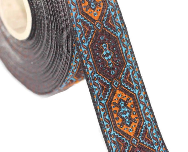 18 mm Blue Woven Jacquard ribbons (0.70 inches), jacquard trim, Decorative Craft Ribbon, Sewing trim, woven trim, embroidered ribbon, 18588