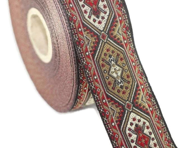 18 mm white&brown Woven Jacquard ribbons (0.70 inches), jacquard trim, Decorative Craft Ribbon, Sewing trim, embroidered ribbon, 18588