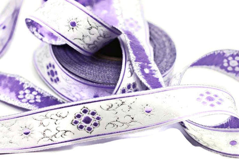 35 mm metallic lilac jacquard ribbons (1.37 inches, native american embroidered trim, woven trim, woven jacquards, woven border, 35806