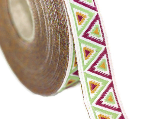 16 mm Green Chevron Jacquard ribbon, Decorative ribbon, Craft Ribbon, Jacquard trim, sewing supply, craft trim, chevron ribbon, 16915